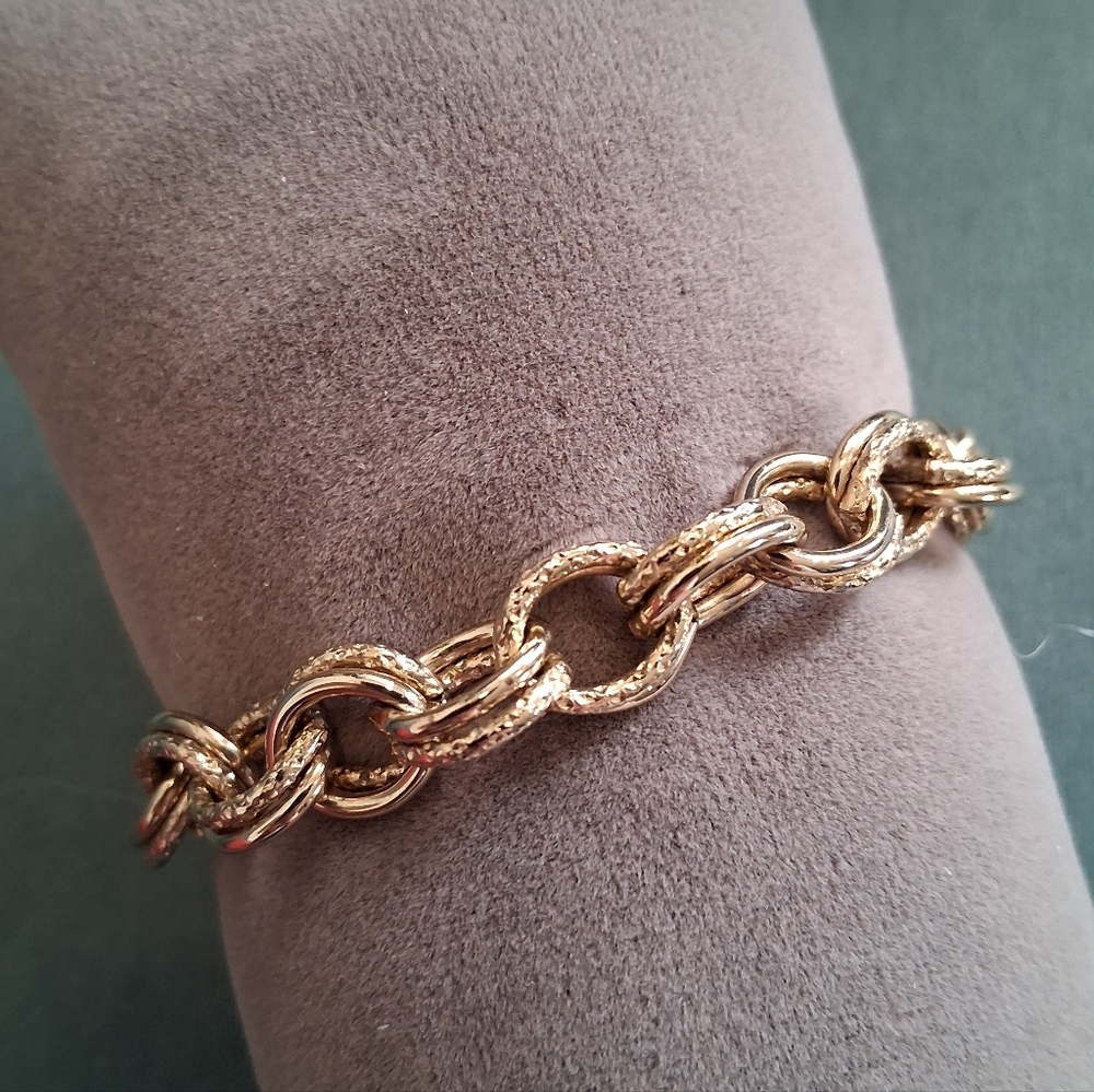 Hammered Double Link Chain Bracelet